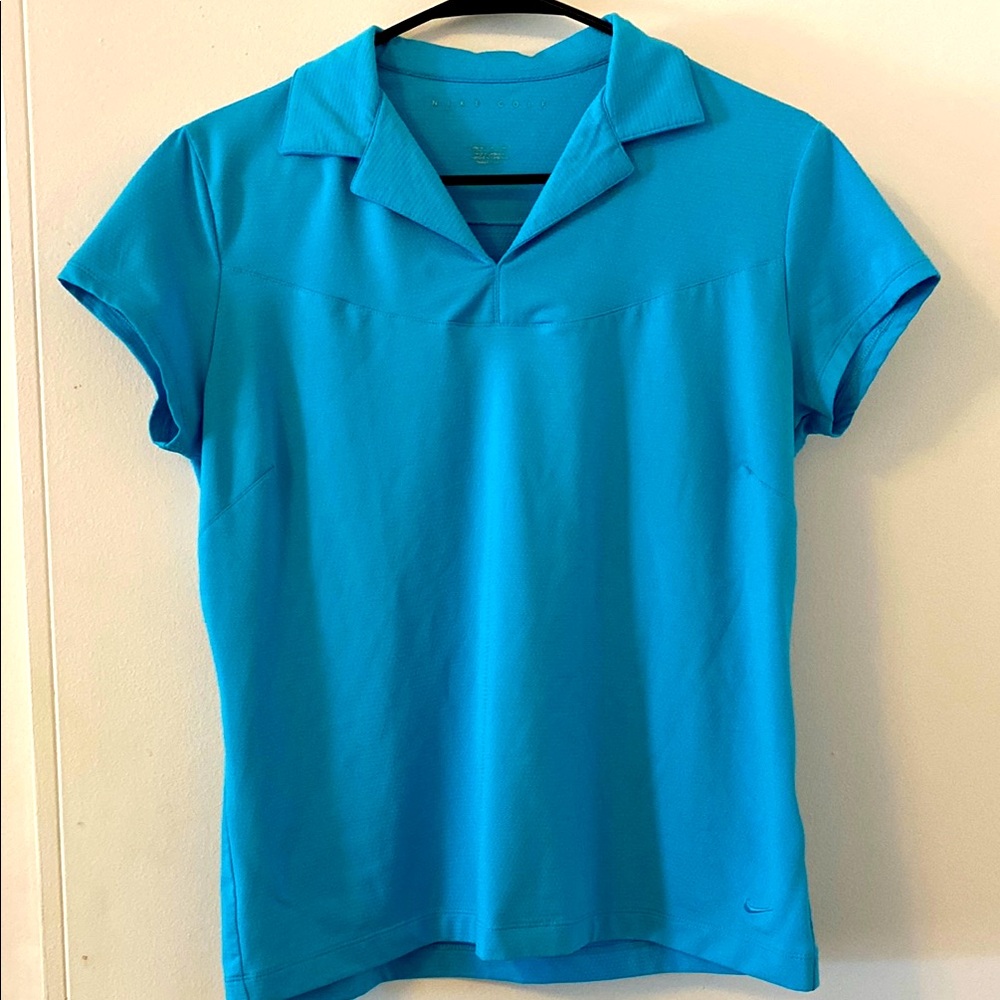 Nike Blue Fitted Polo T-Shirt Short Sleeve size medium